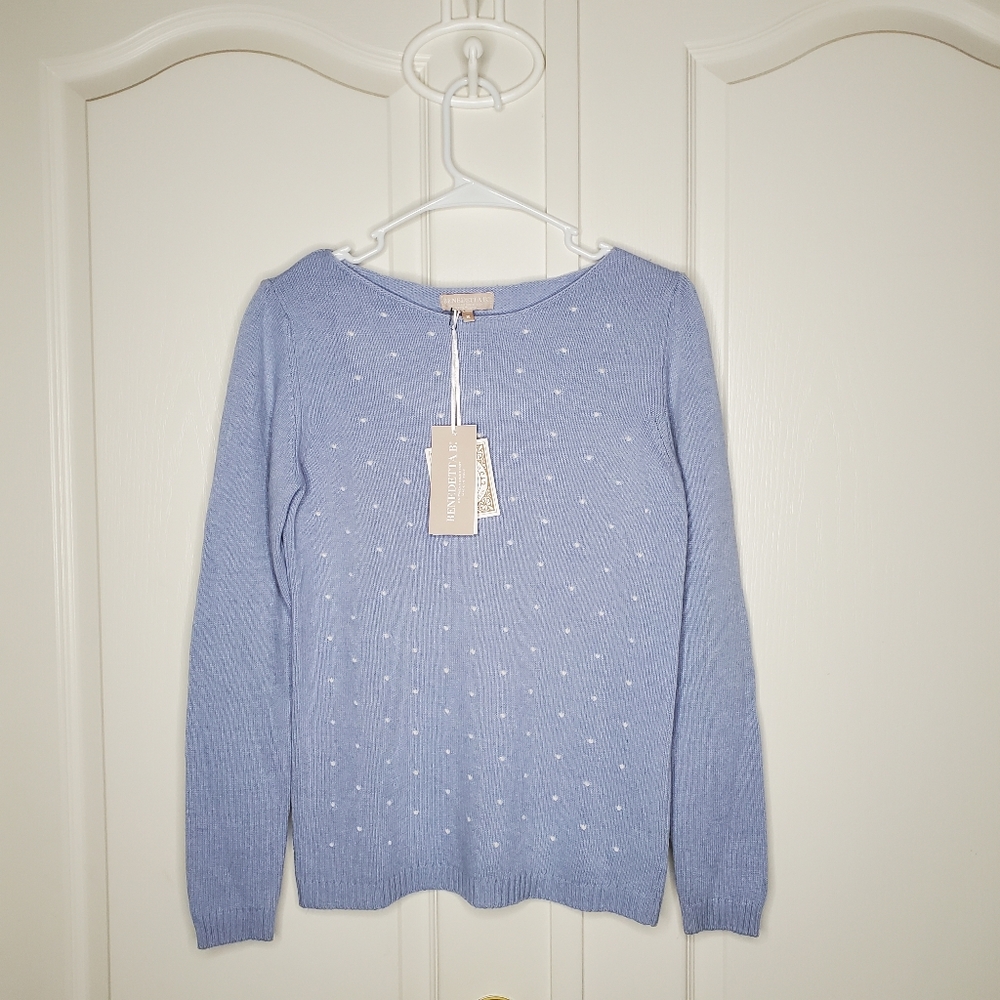 Baby Blue Polka Dot Wool & Cashmere Sweater